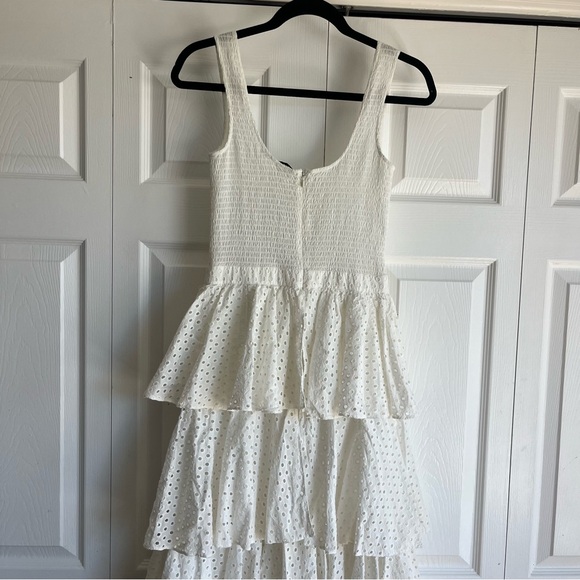RHODE | Naomi Eyelet White Tiered Midi Summer Dress - Picture 5 of 10